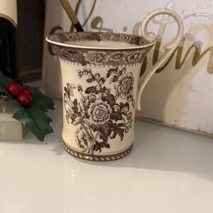 Burton & Burton 2005 Antoinette Brown Flowers Porcelain Coffee Tea Cup Mug